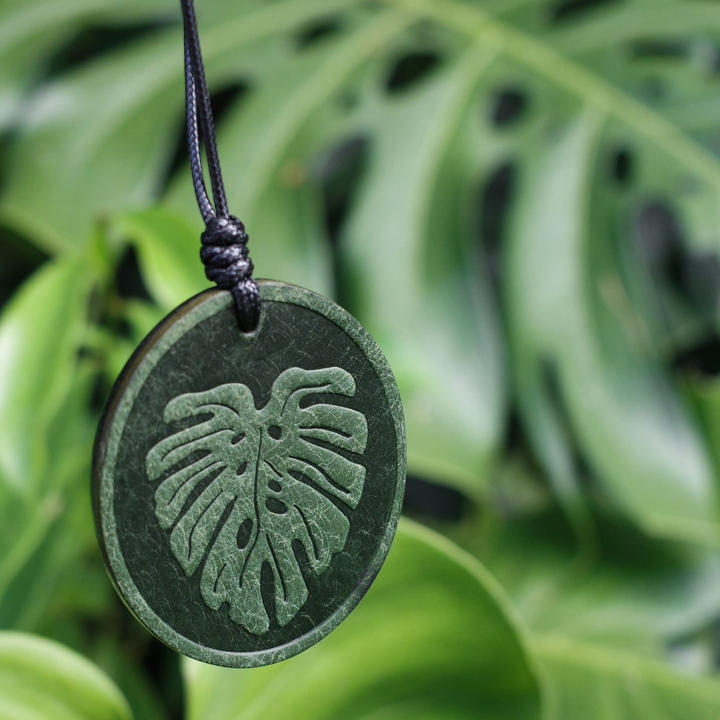 "Monstera & Fern" Double-Sided Leather Charm