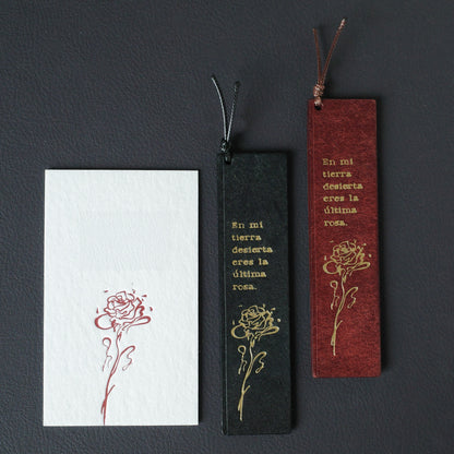 "Wasteland Rose" Gold-Foil Leather Bookmark