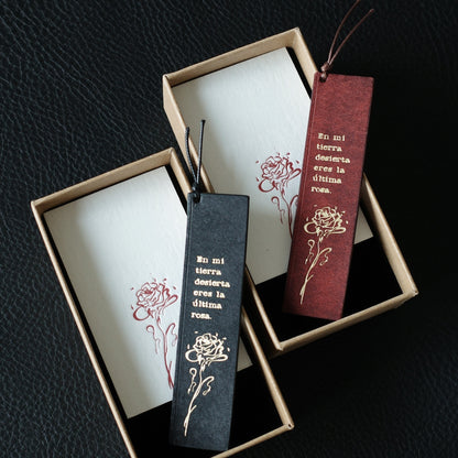 "Wasteland Rose" Gold-Foil Leather Bookmark