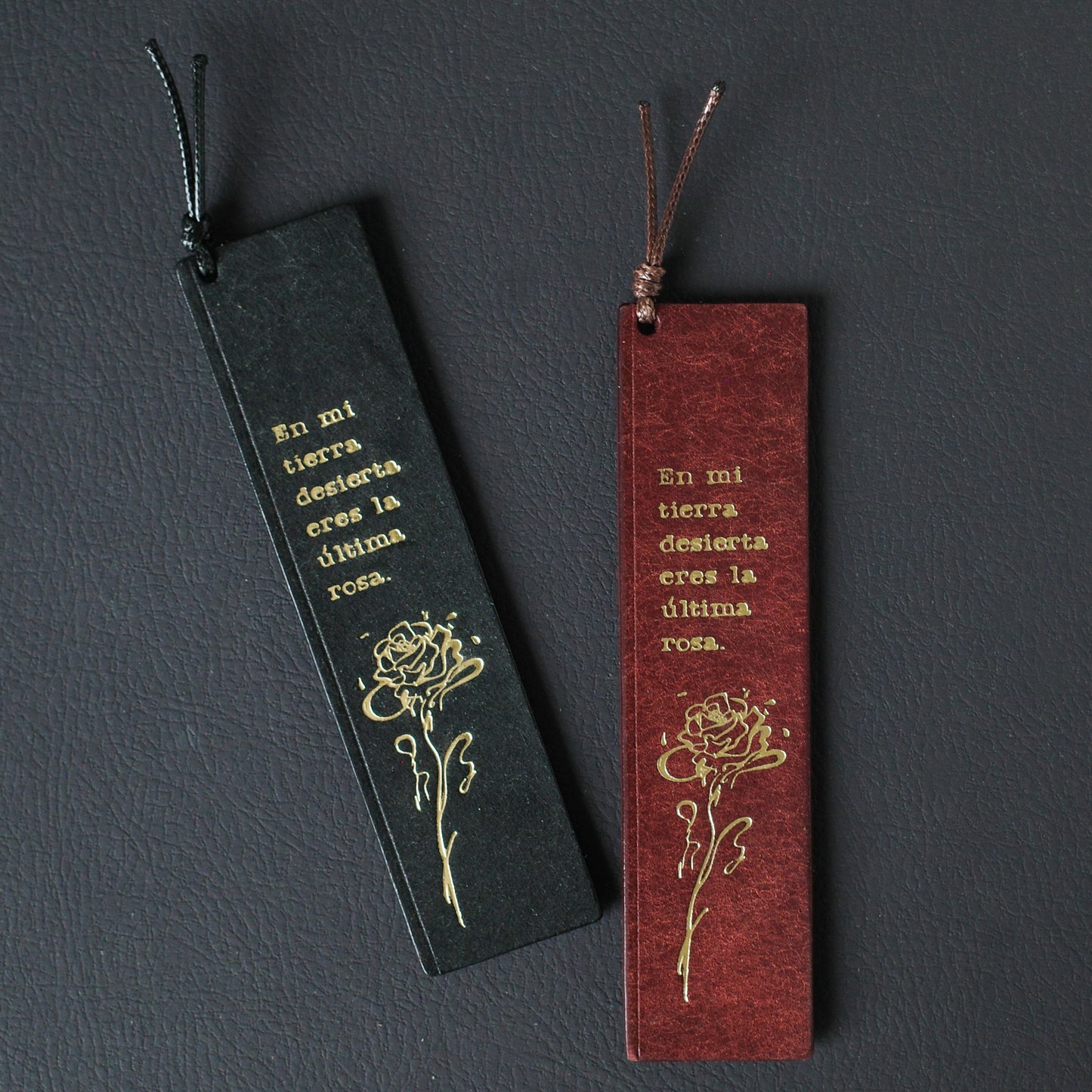 "Wasteland Rose" Gold-Foil Leather Bookmark