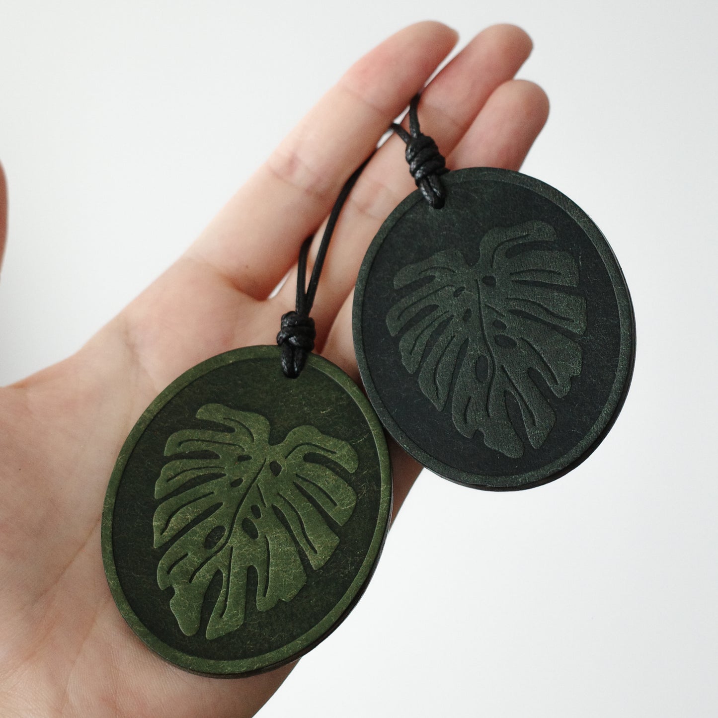 "Monstera & Fern" Double-Sided Leather Charm
