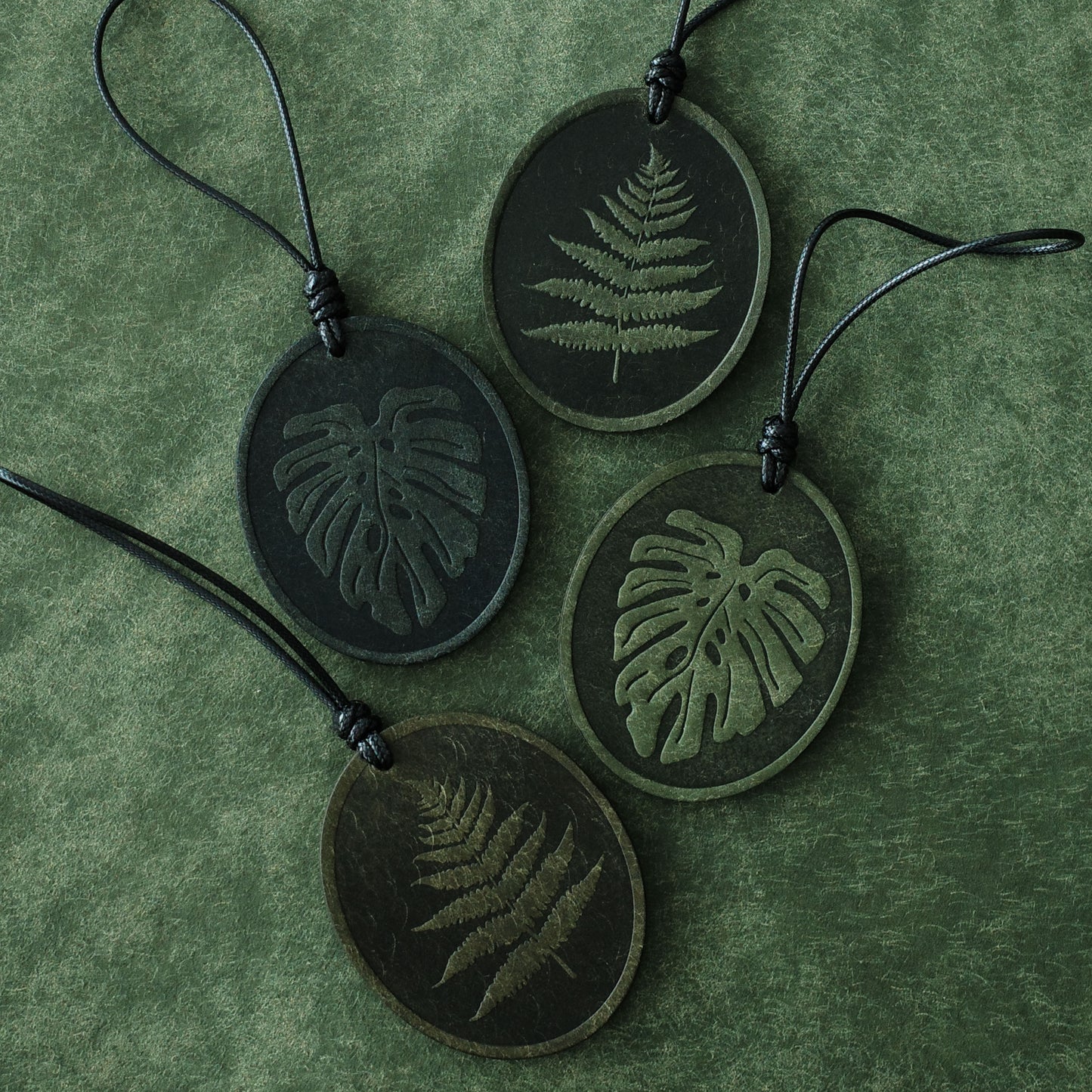 "Monstera & Fern" Double-Sided Leather Charm