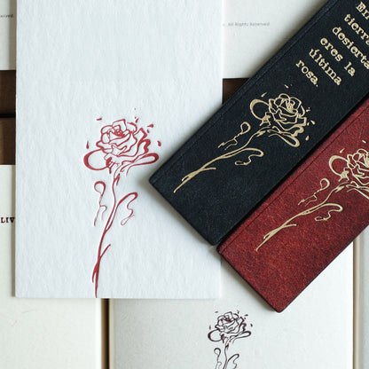 "Wasteland Rose" Gold-Foil Leather Bookmark