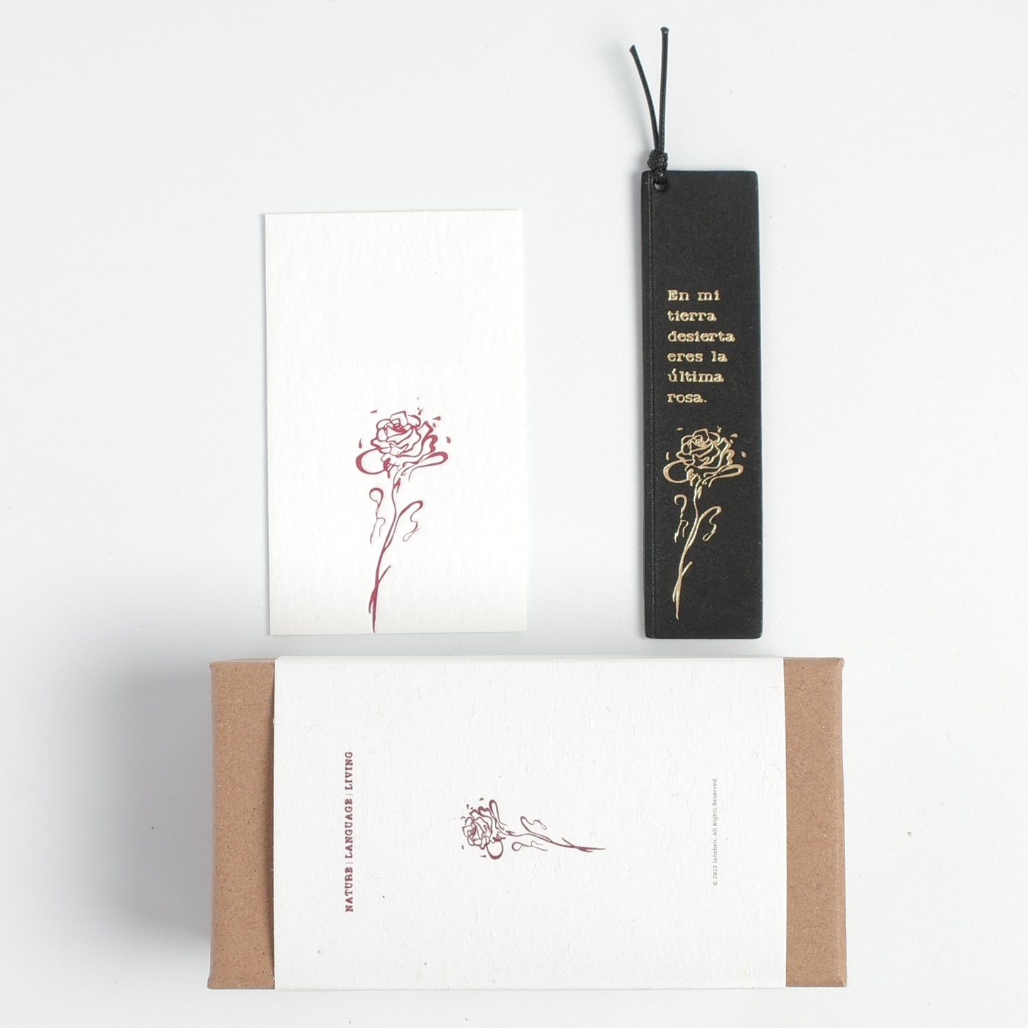 "Wasteland Rose" Gold-Foil Leather Bookmark