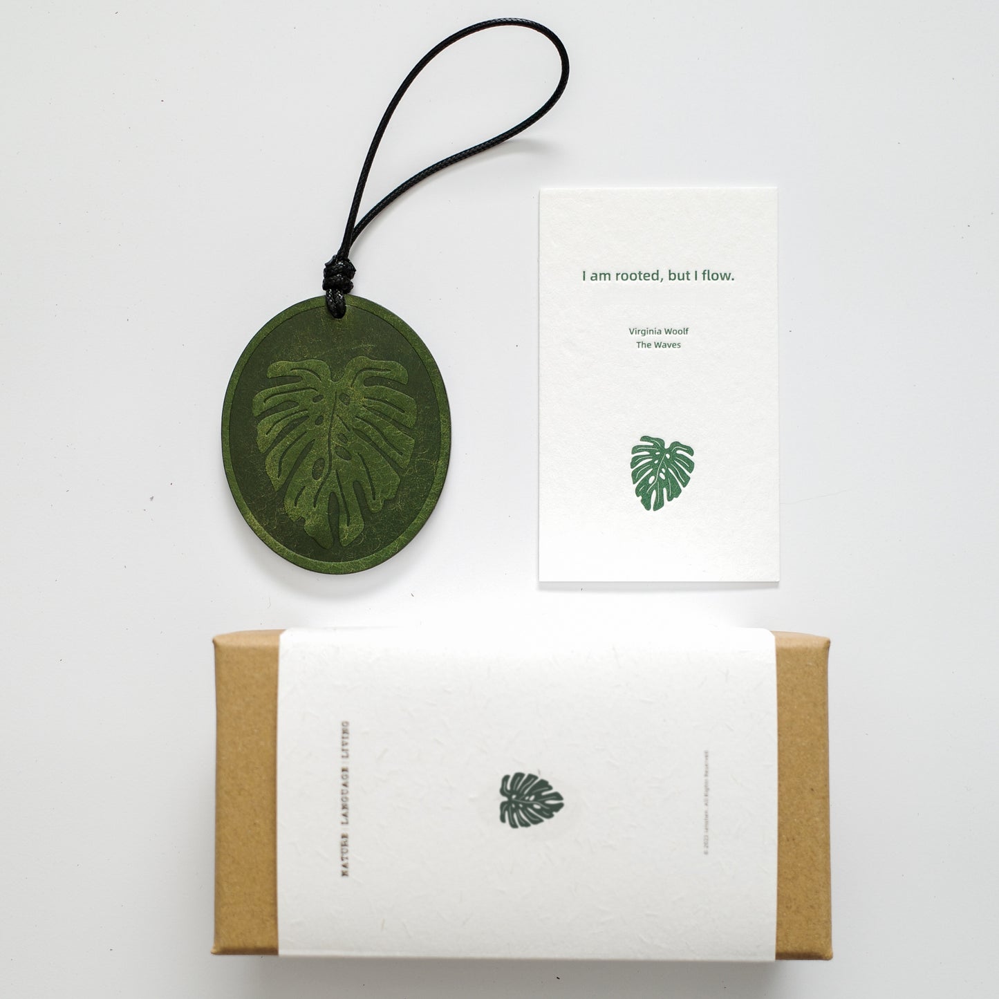 "Monstera & Fern" Double-Sided Leather Charm