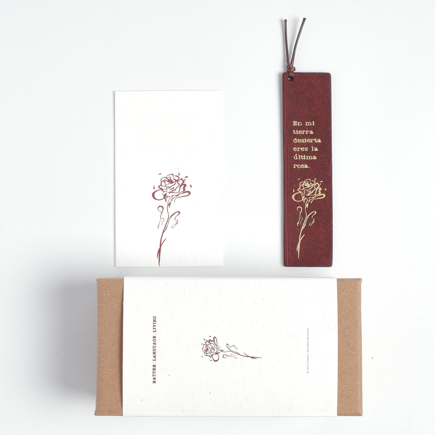 "Wasteland Rose" Gold-Foil Leather Bookmark